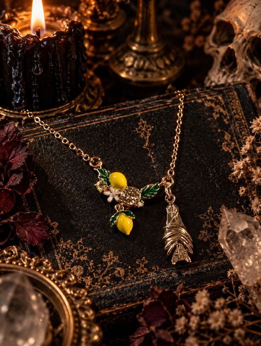 Lemon & Floral Charm Necklace